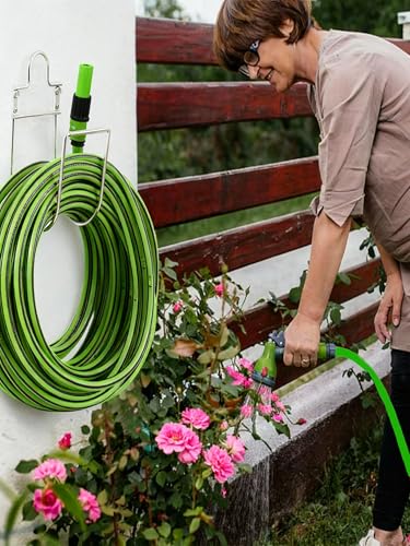 Garden Hose Holder Wall Mount Stainless Steel Hose Hanger for Outside, Hose Reel, Sturdy Hose Hook for Garage, Water Hose, Yard Storage, Silver
