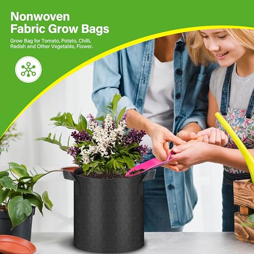 HealSmart 6-Pack 2 Gallon Grow Bags, Nonwoven Aeration Fabric Pots with Handles, Cloth Plant Pots, Suitable for Garden Fruits, Vegetables, Tomato and Flowers, Black - color: Black 6 Pack, size: 2 Gallon
