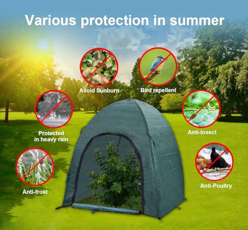Winter Plant Covers for Snow and Ice Protection Shrub Cover Freeze Protection Plant Tent Protect Outdoor Plant and Potted Plant from Snow Frost Sun and Animal with Zipper Door 22*22*22 (2Packs) - color: Green 22”