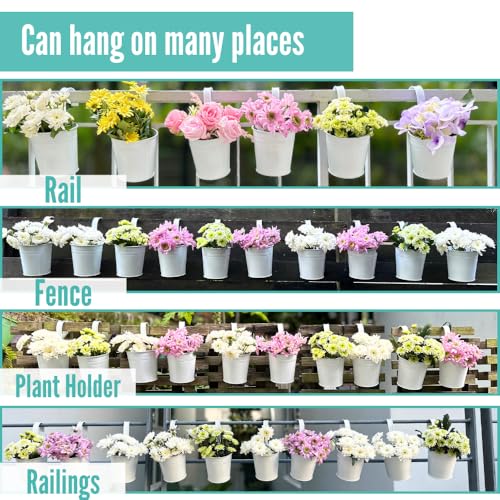 LaLaGreen Round Rail Planter (6 in, 12 Pack) White Metal Iron Flower Pots - size: 6" x 12 Pack (White)