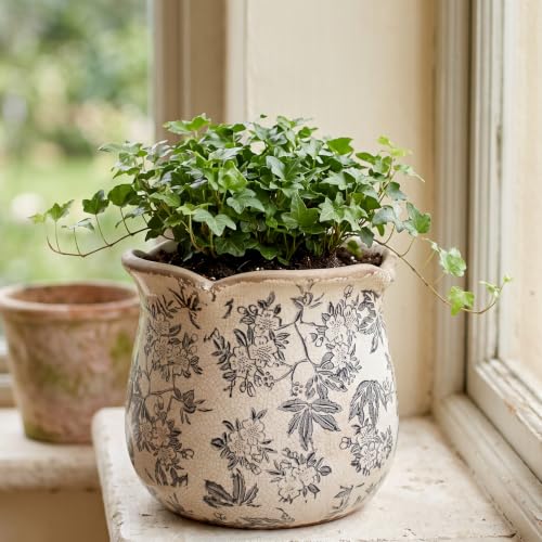 Vintage Ceramic Planter & Utensil Holder for Kitchen Counter, Rustic Gray - color: Rustic Gray