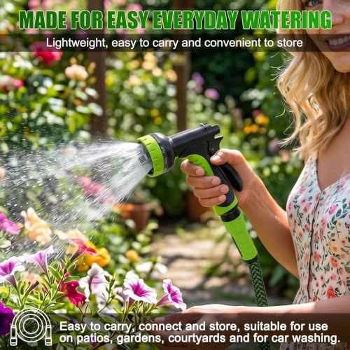 NON-EXPANDABLE Garden Hose 150ft x5/8'', Heavy Duty Flexible Water Hose with 10-Function Sprayer, Lightweight, Leak Proof, Durable Fabric Skin, Pressure Resistant for Yard, Outdoor - size: 150ft