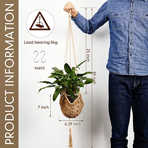 Shappy 1 Pack Boho Macrame Plant Hanger, Large Hanging Planter Plant Holder Pot Hanger Hanging Basket Wall Planters, Plants Lover Gift for Indoor Garden (Classic,Brown) - color: Jute Color, size: Style A