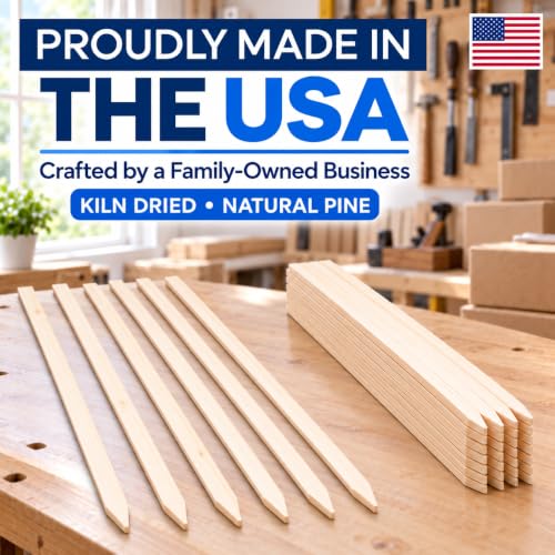 40 Pack Wooden Garden Stakes, 24" Long x 3/4" Wide, Made in USA Pine Plant Markers, Chisel Point Yard Stakes for Gardening, Landscaping, Survey Marking, Signs & Crafts - size: 24" Long (40 Pack)