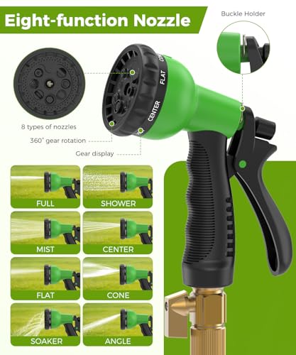 150ft Garden Hose,Non-Expandable Water Hose with 8 Function Spray Nozzle, Burst-Resistant,Kink-Free,Lightweight,Durable & Flexible 3/4" Garden Hose for Gardening, Yard,Lawn, Car Washing - size: 150ft
