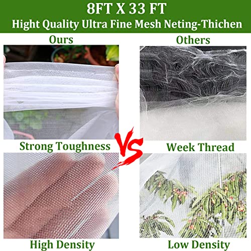 Fine Mesh Garden Netting for Protection, 8'x33' Vegetable Crop Covers Netting for Protect Fruits, Plants, Flowers, Greenhouse Cover Net, Patio Gazebo Screen Barrier - color: 8ft X33 Ft