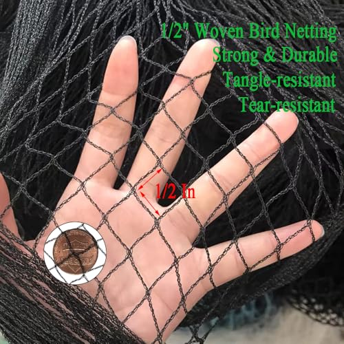 Bird Netting for Chicken Coop 30x30 Ft, 1/2" Mesh Aviary Netting - size: 30x30Ft-1/2"