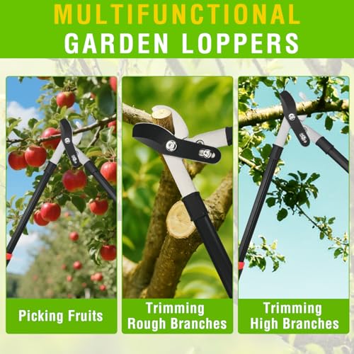Yesker 29 Inch Loppers for Tree Trimming Heavy Duty Bypass Loppers Powerful Gear Action Sharp Steel Blade Tree Trimmer up to 1.5" Dia Cut Capacity Non-slip Handle Branch Cutter for Garden Maintenance - size: 29" Loppers