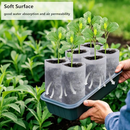 Belit 50 Pcs 13.5" H Deep Nursery Grow Bags, Non-Woven Plants Pots Container for Starting Deep Rooted Plants Vegetable, Flower, Seedling Tree (7.5"x13.5") - color: White, size: 50 Pcs 7.5"x13.5"