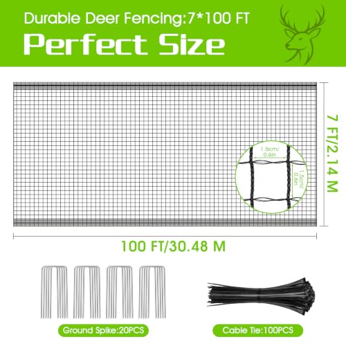 Deer Fence Netting for Garden, 7x100 FT Temporary Fence for Backyard - size: 7x100 FT
