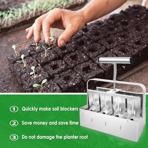 8 Cell Soil Blocker for Seeds Starting, 2 inch Manual Soil Block Maker, Seeds Blocker, Durable Seeds Block Maker, Soil Blocking Tool, Soil Blocker Kit - style: 8 Soil Blocker