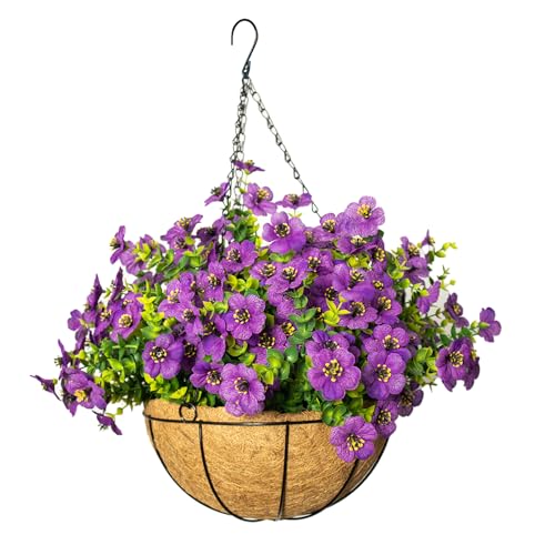 Artificial Hanging Flowers, UV Resistant, 12 Bundles, Fuchsia - color: Fuchsia