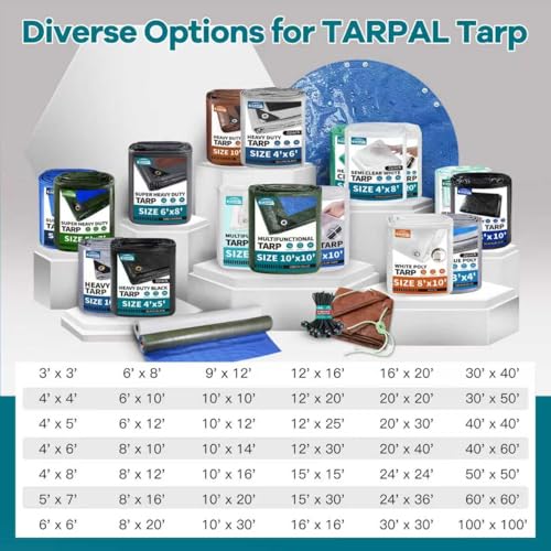 TARPAL 8x20ft Large Tarp Waterproof 16mil Heavy Duty Tarp,Green/Blue tarp - color: Green/Blue, size: 8x20 Feet-Finished size