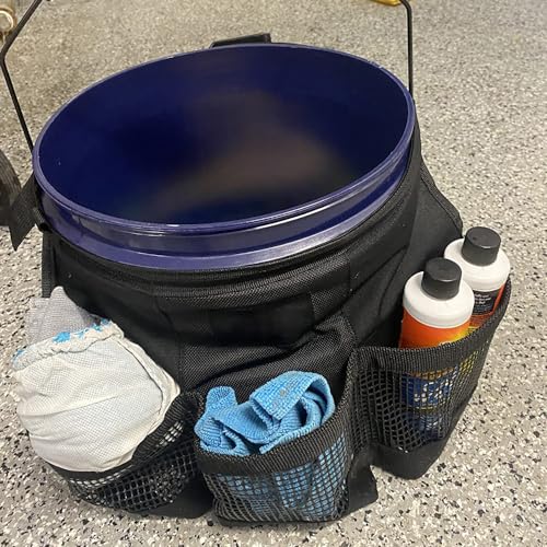 Karlak Fishing Bucket Organizer for 5 Gallon Bucket Ice Fishing Bucket Organizer Tackle Bag with Multi-Pockets for Car Washing, Fishing, Garden