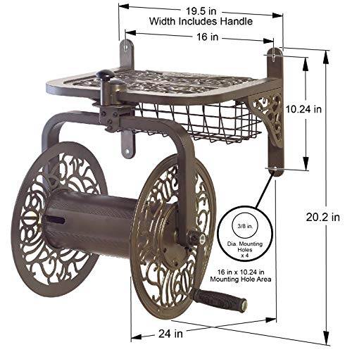 Liberty Garden 714 Decorative Cast Aluminum Navigator Garden Hose Reel, Bronze - style: Aluminum