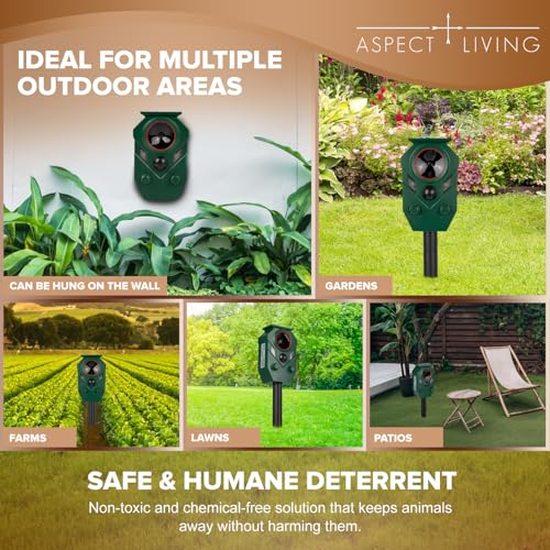 Solar Ultrasonic Animal Repeller Outdoor, Motion Sensor