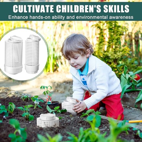 Blosssound 4 Pcs Inground Worm Composter Outdoor Farm Compost Bin Reducing Food Waste Composting Systems Sustainable Worm Composter for Raised Garden Beds at Home