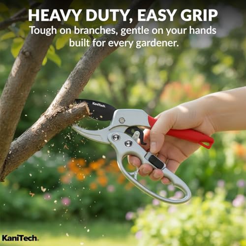 Pruning Shears for Gardening with Gloves - Heavy Duty Garden Shears, Aluminum Hand Pruners with TPR Grip Handle, 8 inch 3.55mm Thick Blade - for Branches, Flowers & Plants (Red) - style: Red