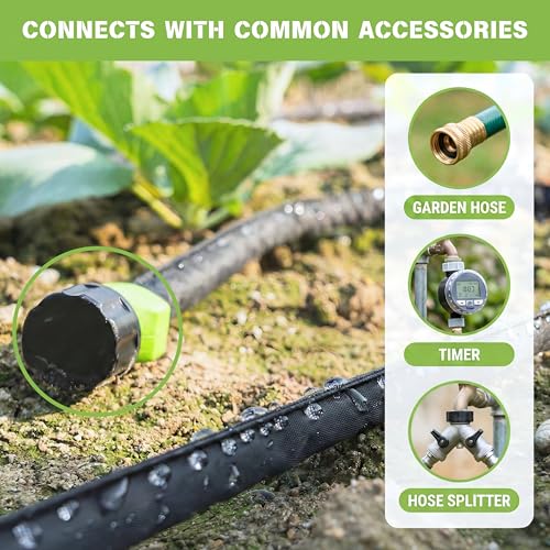 Flat Soaker Hose 50 FT, Garden Soaker Hose for Lawn and Yard, Water-Saving - size: 50FT