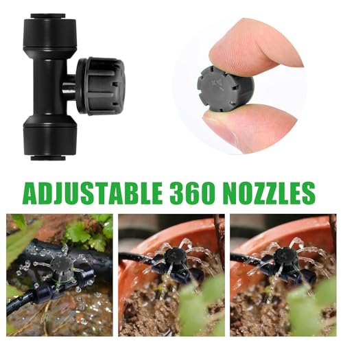 30 Pcs Three-Way Drip Irrigation Spray Emitters for 1/4 inch Tubing. - color: Black