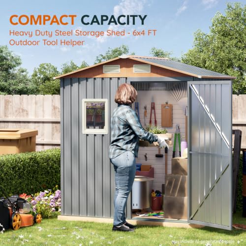 Verdeluxe 6x4FT Multi-Used Shed & Outdoor Storage Shed,Matte Gray - size: 6*4FT(Base Not Included)