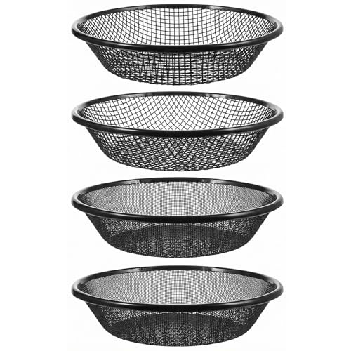 4Pcs 11.8" W Soil Sifter for Gardening 2,4,6,8mm Heavy Duty Galvanized Screen Soil Compost Rock Sifter Stainless Steel Fine Dirt-Sifter for 5gallon Capturing Dirt Gravel, Dirt, Sawdust(Black)