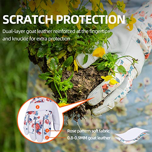 Vgo... 1-Pair Natural Genuine Goatskin Leather Gardening Gloves, Long Cuff Protection, High Dexterity Grip Gloves (Size M, White, GA9658-W) - color: 1 Pair - White, size: Women's Medium