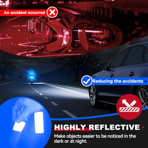 PHIXBEAR 20 Pcs Super Reflection Reflective Stickers, Blue, Safety Reflective Tape for Car, Bike, Mailbox, Helmet, Outdoor, Waterproof, 3.15" X 1.18" - color: Blue