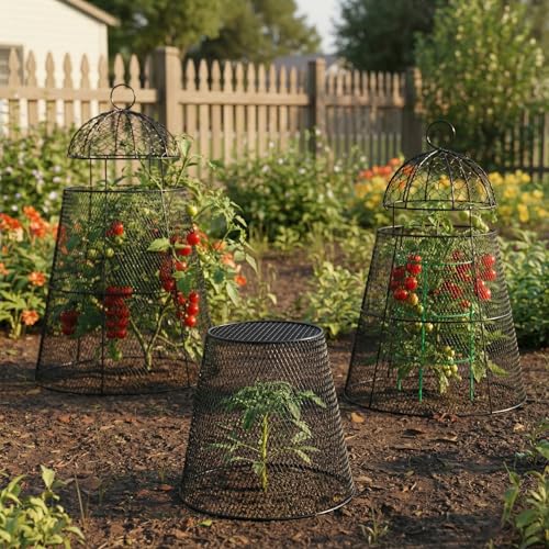 Garden Cloches for Plants, Chicken Wire Plant Cages, Plant Protectors from Animals, Combo Pack, 12 Pcs (6 Large 17.7" × 12.8" + 6 Small 5.87" × 9") - size: Set of 6+6