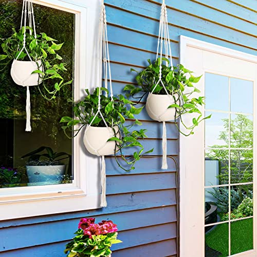 MIPON 3 Pack Macrame Plant Hangers, Hanging Planters for Indoor Plants