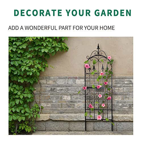 Garden Trellis for Climbing Plants, 70" H x 21.7" W Heavy Duty Metal Trellis, 6FT Rustproof Black Iron Vine Support Trellis with 9.2" Ground Stakes, Decorative Cupid Arrow Design Roses, Vines - size: 70 inch-1 pack