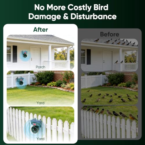 2026 Upgraded Solar Ultrasonic Bird Repellent Devices Outdoor (2-Pack)