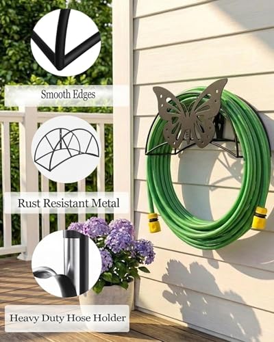 Butterfly Garden Hose Holder Wall Mount MetalHeavy Duty Hose Hanger125'5/8" - color: Butterfly