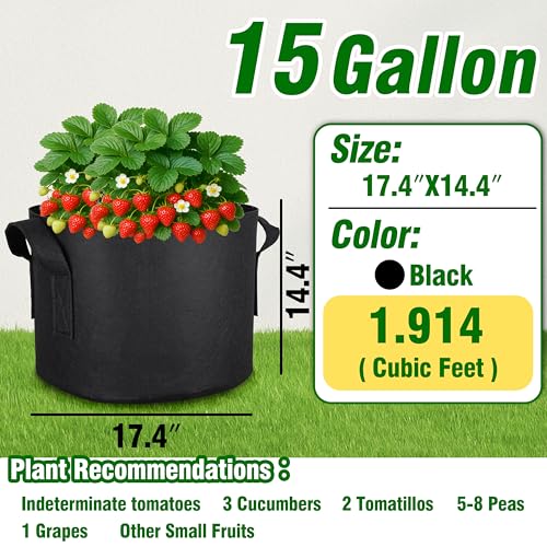 12-Pack 15 Gallon Grow Bags - size: 15 Gallon