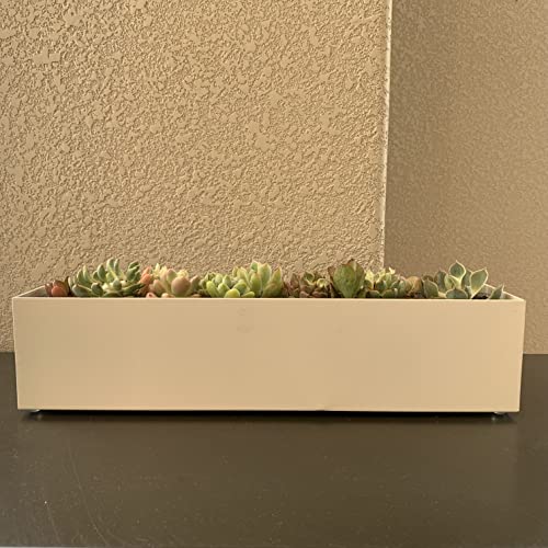 Modern 16" White Steel Trough Planter - Suitable for Indoor Use - color: 1pc White