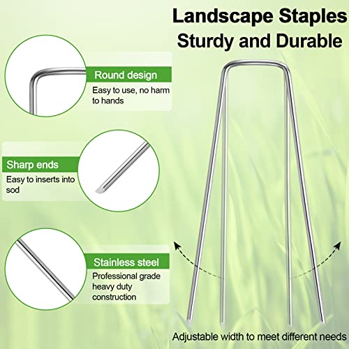 24 Pack Garden Stakes, U-Shaped Tent Stakes, Galvanized Landscape Staples, Ground Stakes, for Landscaping Securing Weed Barrier Fabric, Irrigation Tubing, Holding Fence, Tarpaulin - size: 24 Pack