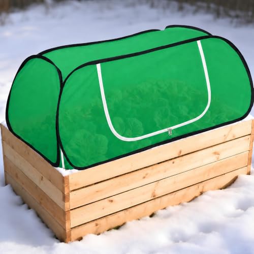 Pop Up Winter Garden Rows Plant Cover, Raised Bed Freeze Plant Protector - color: Green-1Pc