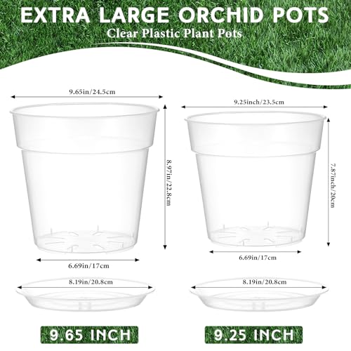 Baderke 3 Pack Clear Nursery Pot,9.25 Inches - size: 9.25 Inches