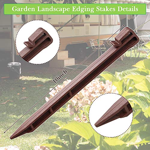 Mudder 50 Pcs Plastic Landscape Stakes Edging Spikes for Garden,Brown - color: Brown