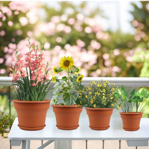 Pottiffe Plant-Pots-Planters-Indoor-Outdoor, 16 inch 4 Pack Terracotta - color: Terracotta, size: 16 inch-4Pack