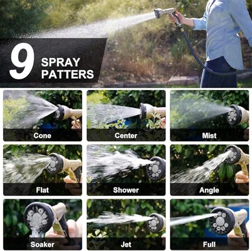 Garden Hose Nozzles,9 Spray Patterns Heavy Duty Metal Hose Sprayer Nozzle - color: Gray