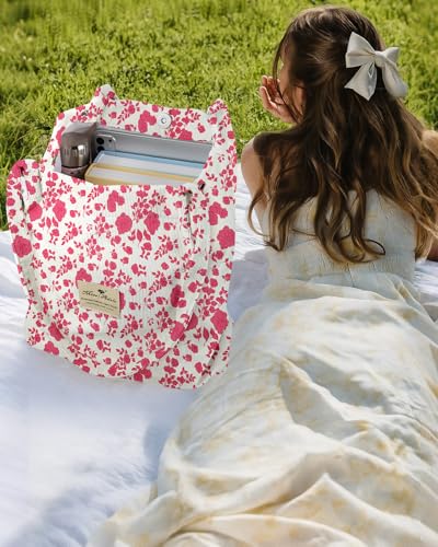 Miss Adola Corduroy Tote Bag for Women with Aesthetic Design - color: Pk Fresh Flower
