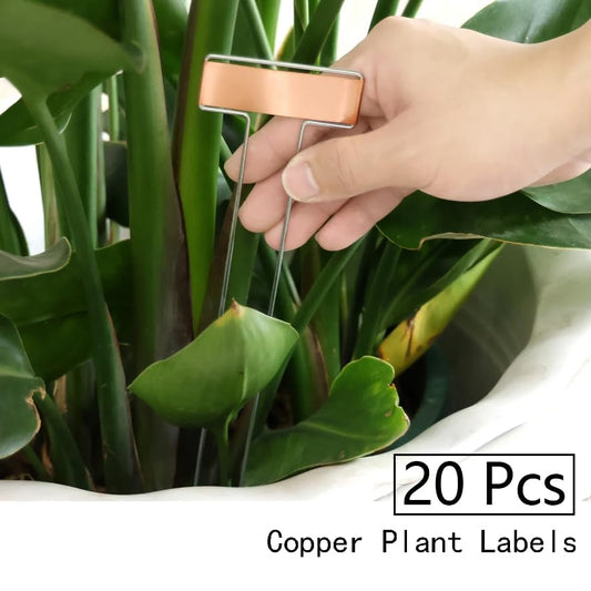 20 Pcs Copper Plant Labels, BetterJonny 25.5cm / 10inch Metal T Type Plant Labels Waterproof | Durable Garden Markers for Outdoor Seedlings & Nursery - color: Copper, size: 10Inch
