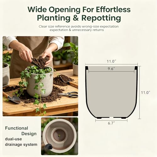 Kante Small Round Capsule Weathered Concrete Planter 11" Dia, Outdoor - color: Weathered Concrete, size: 11.0"Dia x 11.0"H