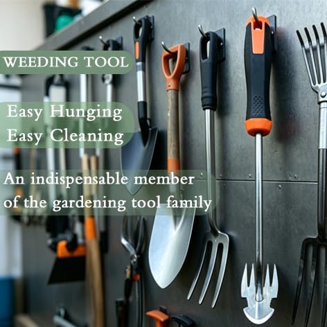 1 Pack Manual Garden Weeder Tool, Stainless Steel Weed Puller, Anti-Slip Rubber Handle Weed Remover for Lawn, Yard, Flower Beds & Outdoor Gardening