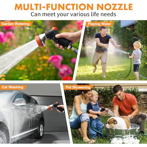 Garden Hose Nozzles,Water Hose Spray Nozzle with Water Volume Control Valve - color: Orange&Black