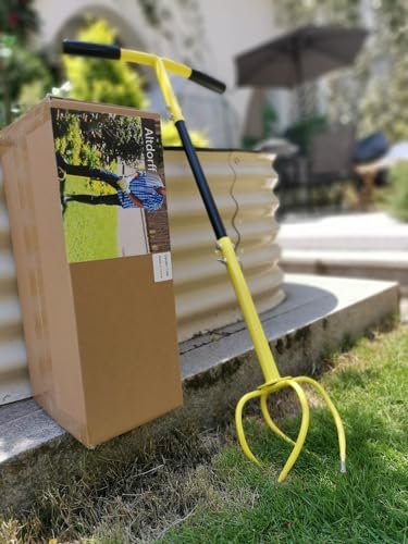 Altdorff Hand Tiller for Gardening, Garden Claw Manual Tiller with Ergomomic Handle, Steel Cultivator Tiller Lawn Aerator Tool Soil Lossener for Gardening Bed and Plant Box