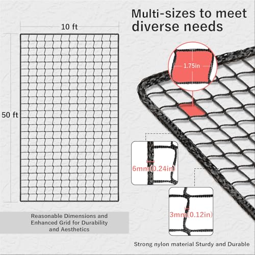 Storgem Baseball Softball Backstop Net, Heavy Duty Sports Barrier Netting - size: 10x50ft