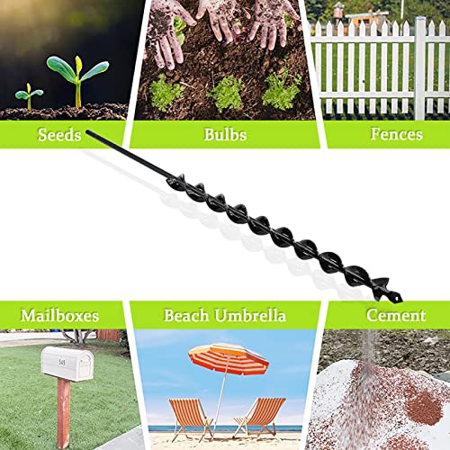 TCBWFY Auger Drill Bit for Planting 1.6x16.5inch Extended Length Garden Auger Spiral Drill Bit,TCBWFY 24 Inch Auger Drill Bit for Planting - 1.2"x24" Long Handle Easy Planter Garden Auger