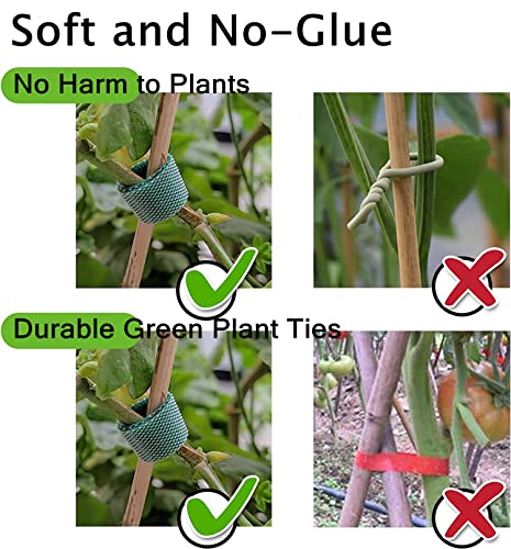 16.4 Feet Green Garden Tape Plant Ties 1/2'' Wide Garden Ties Plant Tape for Climbing Plants Reusable Gardening Plant Tape Support Strap for Flowers, Vines, Tomatoes Support Tape(16.4ft) - size: 16.4ft